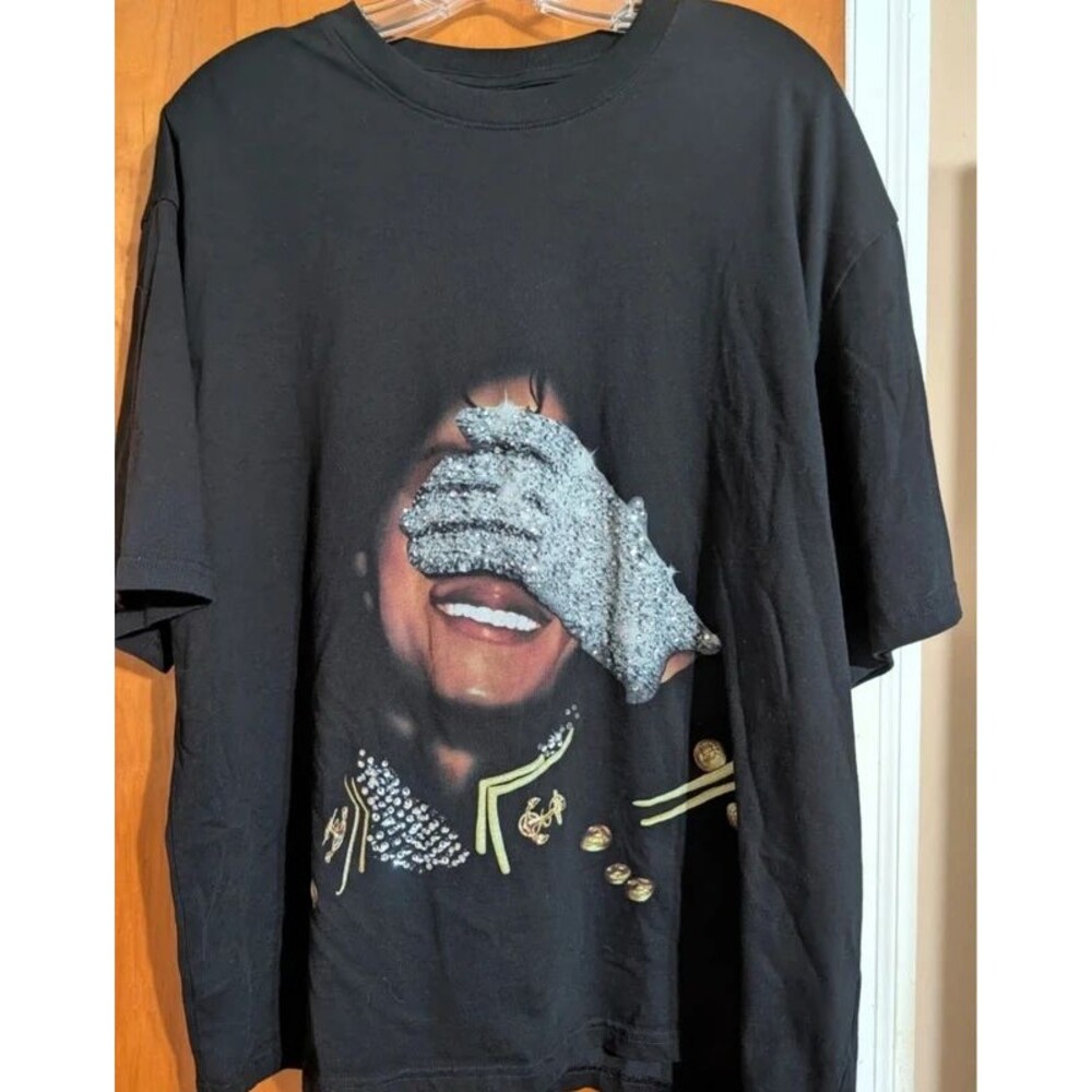 Michael Jackson rhinestone bling XL shirt by MEJENO